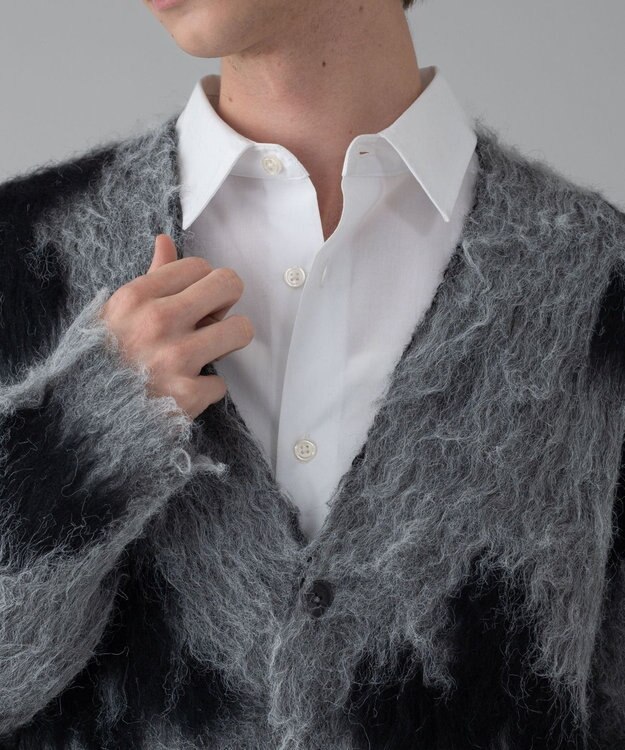 WEGO 【ユニセックス着用ITEM/MLサイズ展開】モヘアタッチパターンカーディガン ダークグレー