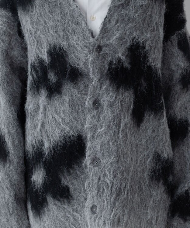 WEGO 【ユニセックス着用ITEM/MLサイズ展開】モヘアタッチパターンカーディガン ダークグレー