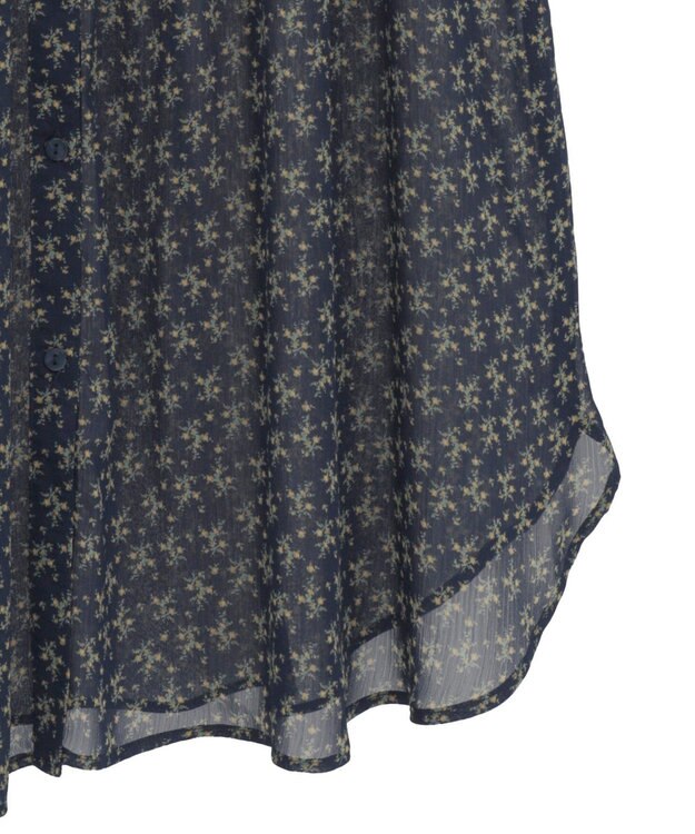 Green Parks 花柄シフォン楊柳ワンピース Black