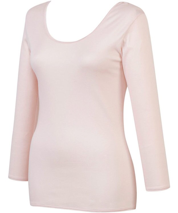 Wing あったかインナー 綿100％ 毛玉になりにくい 型くずれしにくい 【綿の贅沢 リッチ】 8分袖 長袖 秋 冬 EL4882 ウイング／ワコール ピンク