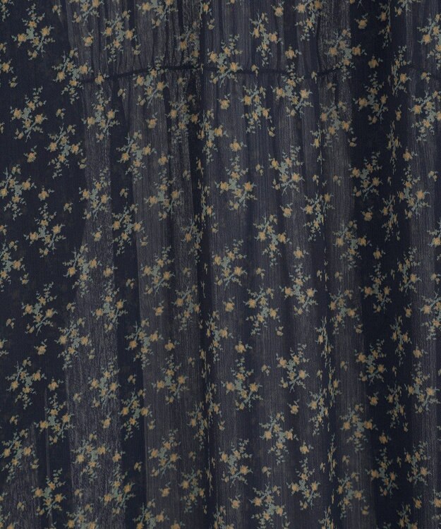 Green Parks 花柄シフォン楊柳ワンピース Black