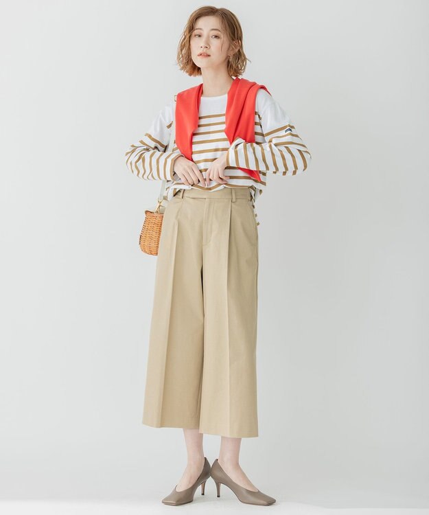 23区 【洗える】カルゼストレッチ クロップド パンツ キャメル系