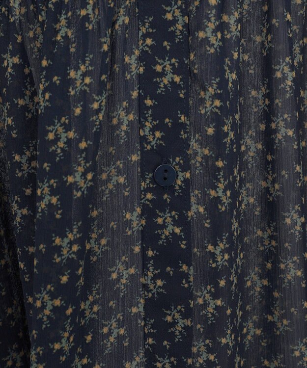 Green Parks 花柄シフォン楊柳ワンピース Black