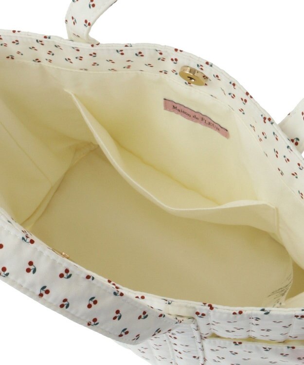 Maison de FLEUR チェリープリント2Wayトートバッグ Ivory