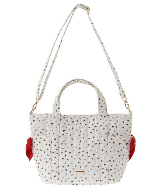 Maison de FLEUR チェリープリント2Wayトートバッグ Ivory