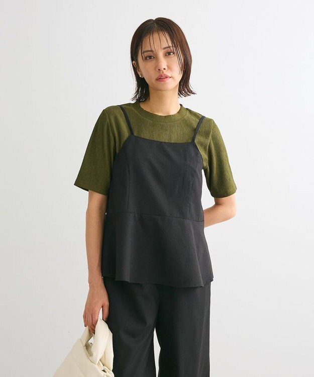 Green Parks ・ＥＬＥＮＣＡＲＥ　ＤＵＥ　ペプラムサロペット Black