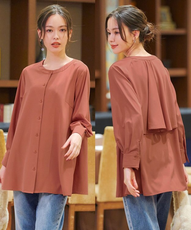 Tiaclasse L バックフレアヨークチュニック オレンジ