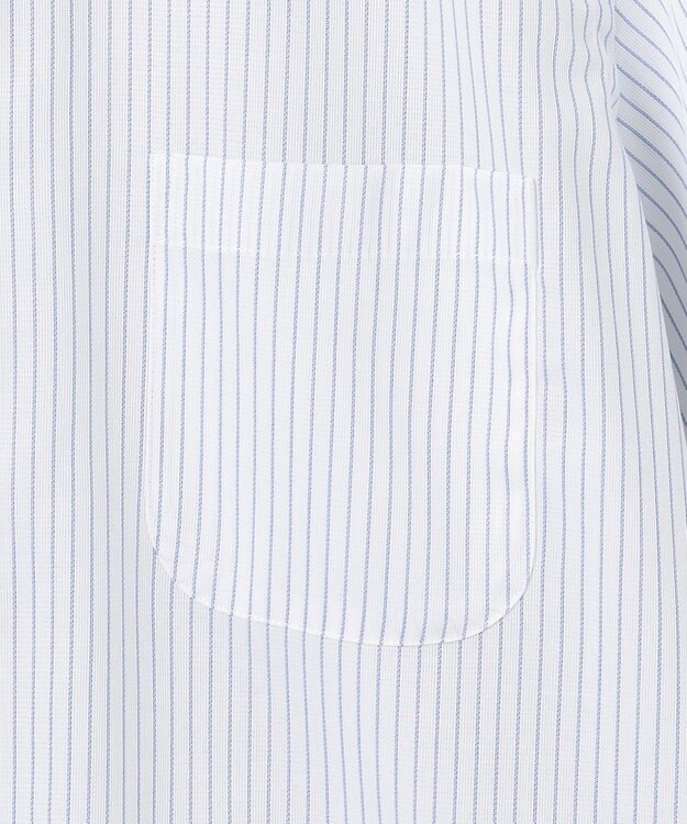 GOTAIRIKU 春夏向け【形態安定】SUMMERPREMIUMPLEATS_スナップダウンカラー 半袖ドレスシャツ(25年モデル) 白地×ネイビーストライプ