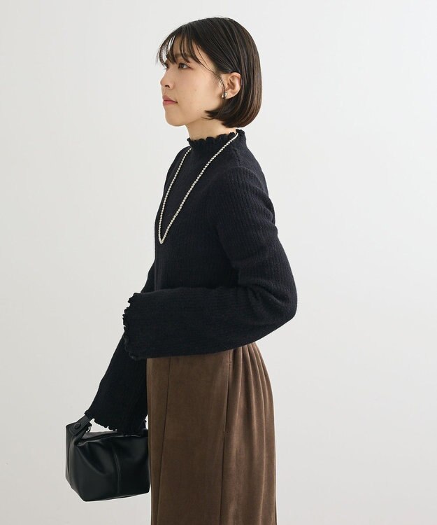 Green Parks ・ｓｗｉｎｇ　ｂｙ　ウラシャギーフレアスリーブニット Black