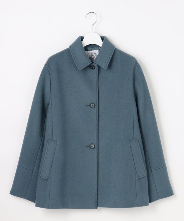 J.PRESS LADIES ショートビーバー ショート丈 ステンカラー コート ティールブルー系