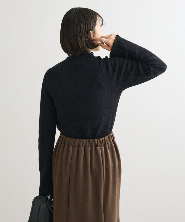 Green Parks ・ｓｗｉｎｇ　ｂｙ　ウラシャギーフレアスリーブニット Black