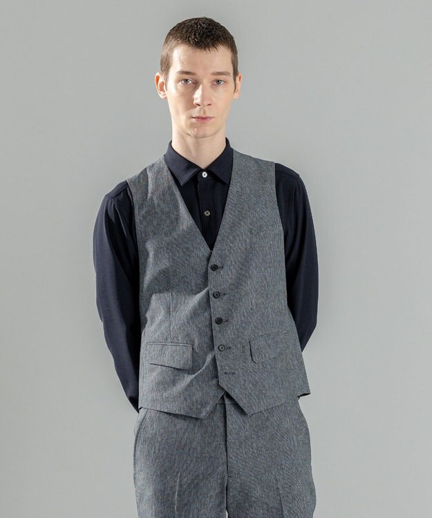 JOSEPH HOMME 新柄【洗える/ストレッチ/シワになりにくい/セットアップ対応可】クールドッツストレッチ ジレ ライトグレー系