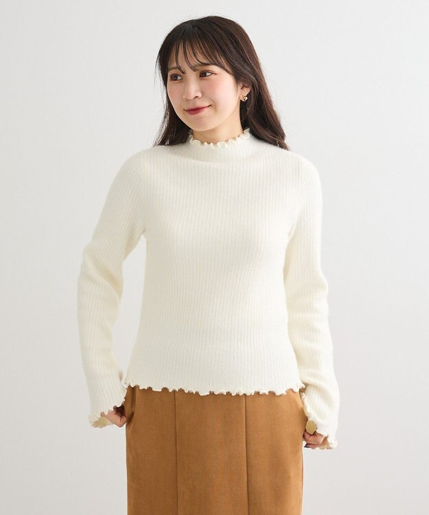 Green Parks ・ｓｗｉｎｇ　ｂｙ　ウラシャギーフレアスリーブニット Off White