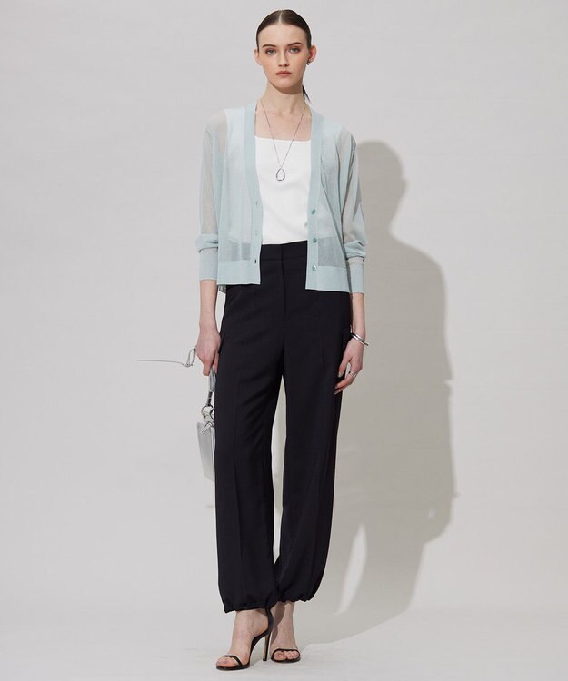 ICB L 【接触冷感・UVケア・吸水速乾・防シワ・洗える】 ドレープツイル カーゴパンツ ブラック系