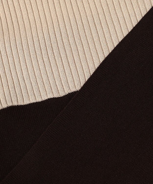 ANY SIS L ビスチェ風 長袖 ニット チョコレート×ライトベージュ