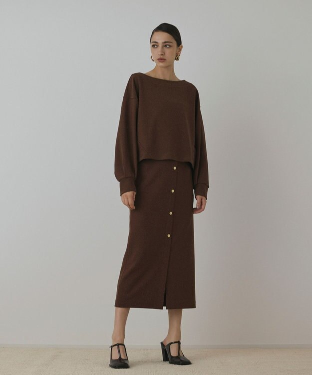 GRACE CONTINENTAL ラメカットトップ ブラウン