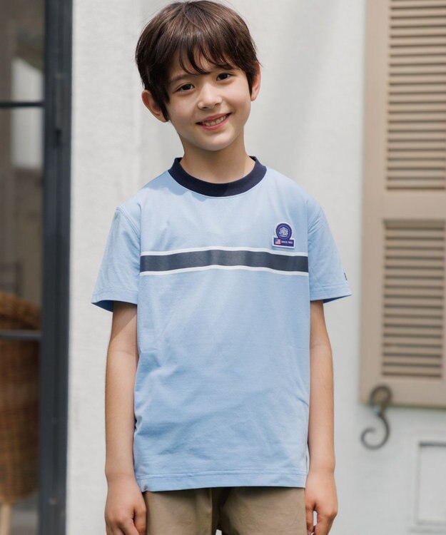 J.PRESS KIDS 【速乾】【100-130cm】ラインプリント Ｔシャツ サックスブルー系