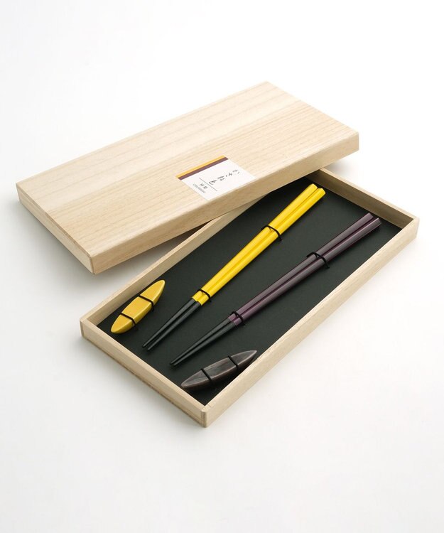 たち吉 【たち吉】かさね色箸・箸置セット移菊〈箸2膳・箸置2個〉 イエロー