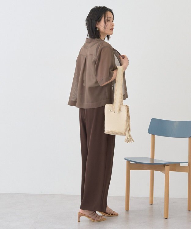 AMERICAN HOLIC シアーショート丈開襟シャツ Brown