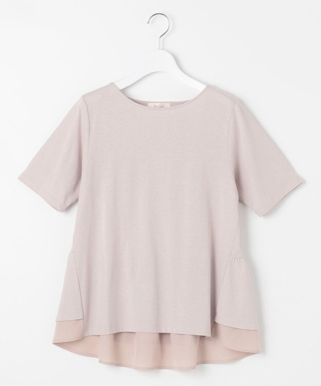 Feroux 【UVケア】バックペプラムチュニック Tシャツ グレージュ系