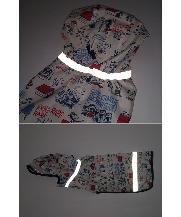 PET PARADISE スヌーピー 簡易レインコート 透明フード付き 《アメリカンビンテージ柄》 中型犬 大型犬 白～オフホワイト