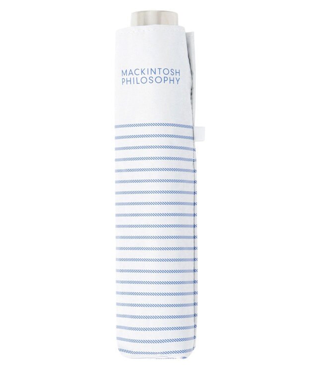 MOONBAT 【フワクール生地使用/軽量】MACKINTOSH PHILOSOPHY 遮光 晴雨兼用 折りたたみ日傘 ボーダー ターコイズブルー