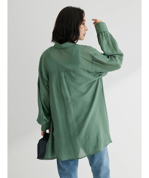 Green Parks レギュラー前後差シアーシャツ Green