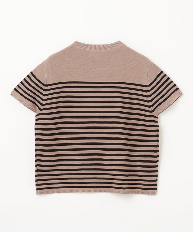 ANY クロップド丈ガーターニット モカベース×ブラックライン