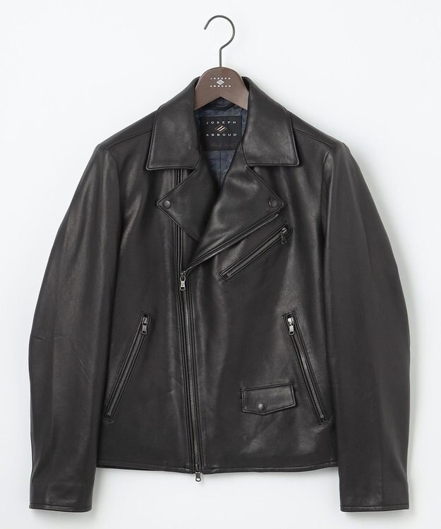 JOSEPH ABBOUD 【長く育てたいサスティナブルなレザー】ラムレザー ブルゾン ブラック系