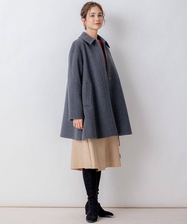 組曲 ショートビーバー ステンカラー コート グレー系