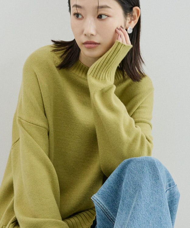 AMERICAN HOLIC バイパチモックネックニットプルオーバー Olive