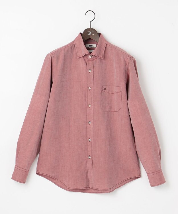 JOSEPH ABBOUD 【オーガニックコットン】リヨセルリネン シャツ ワイン系