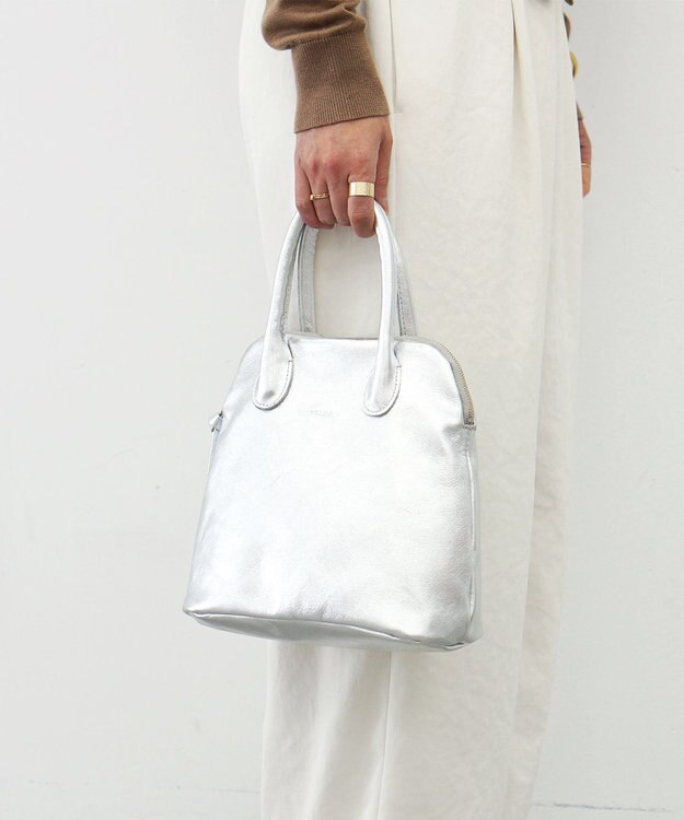 FOLNA RD ホイルレザーブガッティボストンバッグ シルバー