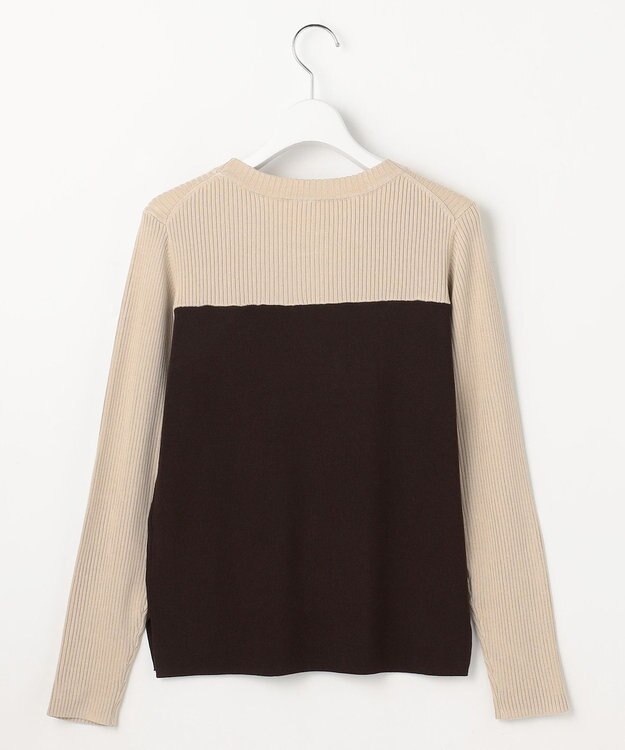 ANY SIS L ビスチェ風 長袖 ニット チョコレート×ライトベージュ
