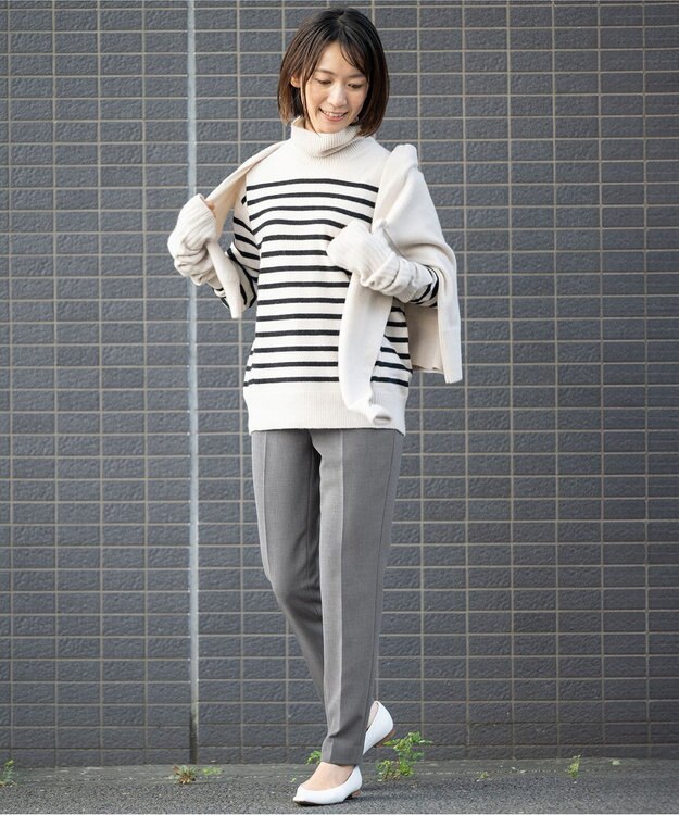 23区 S 【Sサイズ限定】ストレッチダブルクロス テーパード パンツ ライトグレー系