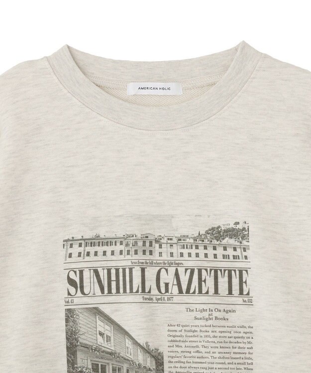 AMERICAN HOLIC News paperスウェット Gray Mixture