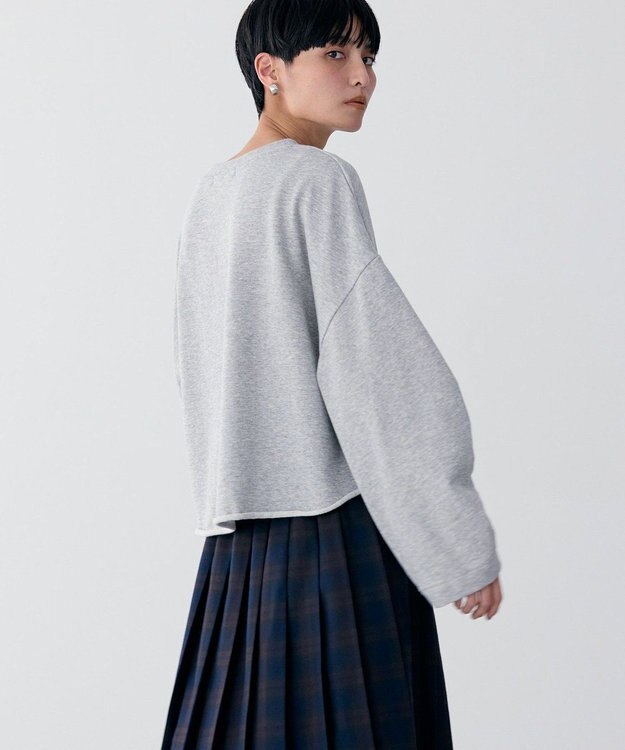 AMERICAN HOLIC ミニ裏毛タックスリーブショートプルオーバー2 Light Gray Mixture