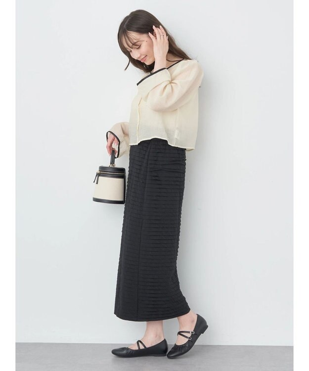 earth music&ecology シアーパイピングシャツ Ivory