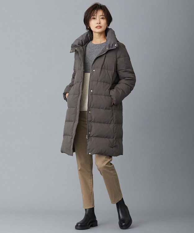 J.PRESS LADIES S ブラッシュドマルチポリ ロング ダウンコート グレー系