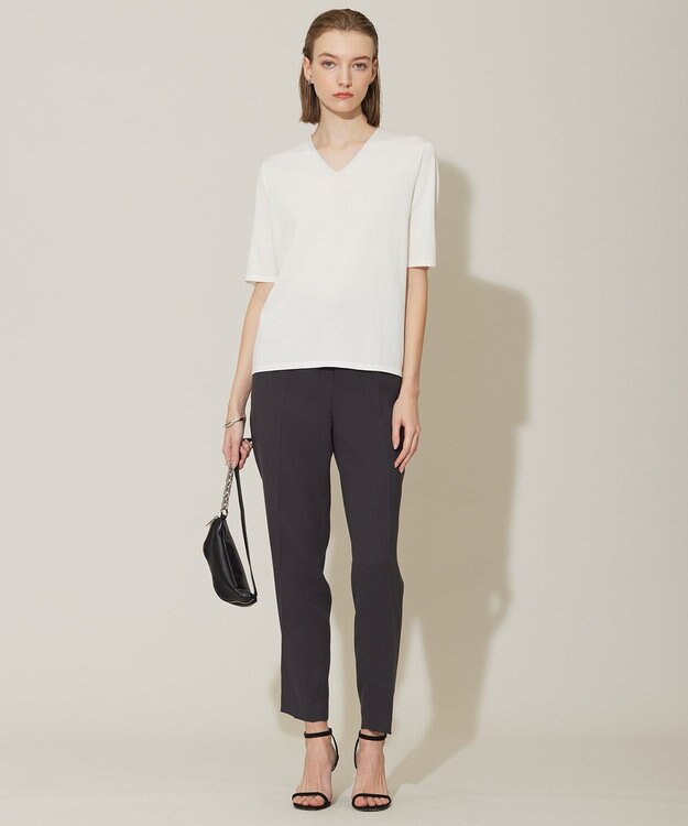 ICB 【WEB限定カラーあり・接触冷感・UVケア・洗える】 シンセティックハイゲージ 半袖ニット オフホワイト系