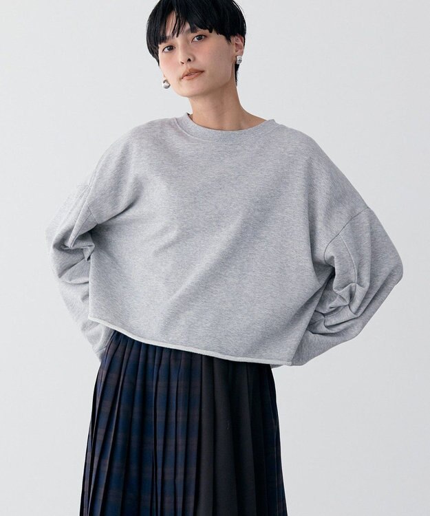 AMERICAN HOLIC ミニ裏毛タックスリーブショートプルオーバー2 Light Gray Mixture