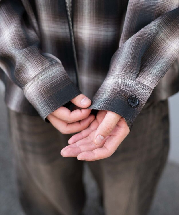 WEGO 【ユニセックス着用ITEM/MLサイズ展開】オンブレチェックシャツジャケット ブラウンチェック1