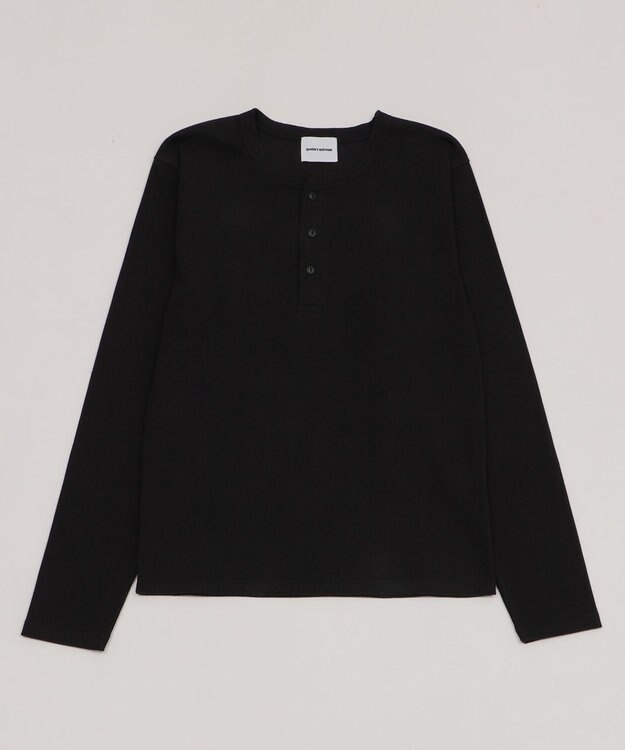 WEGO 【ユニセックス着用ITEM】コンパクトフィットリブヘンリーネックT（LS） ブラック