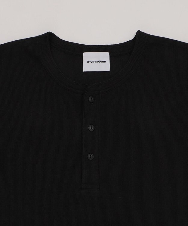 WEGO 【ユニセックス着用ITEM】コンパクトフィットリブヘンリーネックT（LS） ブラック