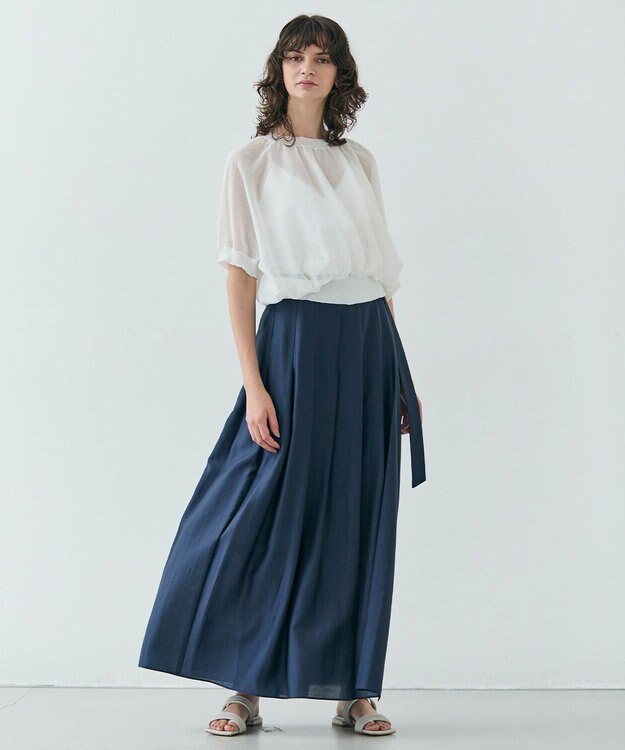 BEIGE， 【洗える】CARINATA / ウエストタックラップスカート Navy