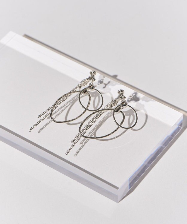 AMERICAN HOLIC ダブルリングチェーンイヤリング Silver