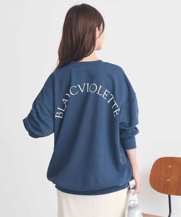 earth music&ecology サイドリブロゴスウェット Blue Green