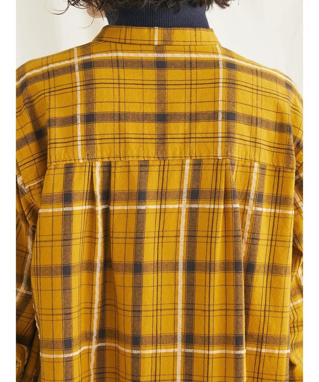 CRAFT STANDARD BOUTIQUE 先染めチェック（小）バンドカラー袖ＲＩＢ　ＯＰ Mustard