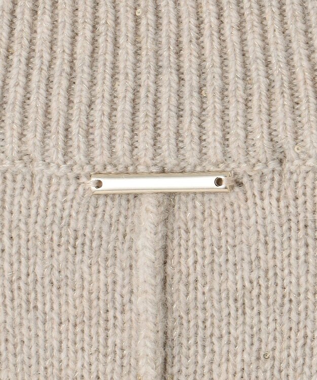 自由区 【洗える】ウールカシミヤブレンドラメスパンコールハイネック ニット ベージュ×ゴールド