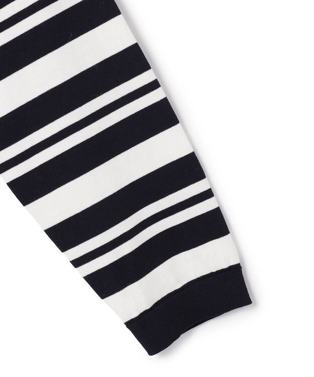 23区 L 【先行予約】プレミアムビオコットン クルーネック ボーダー ニット ネイビー×オフ